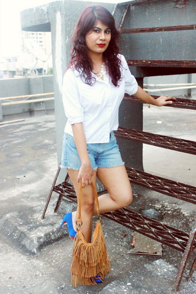 Denim, white and fringe