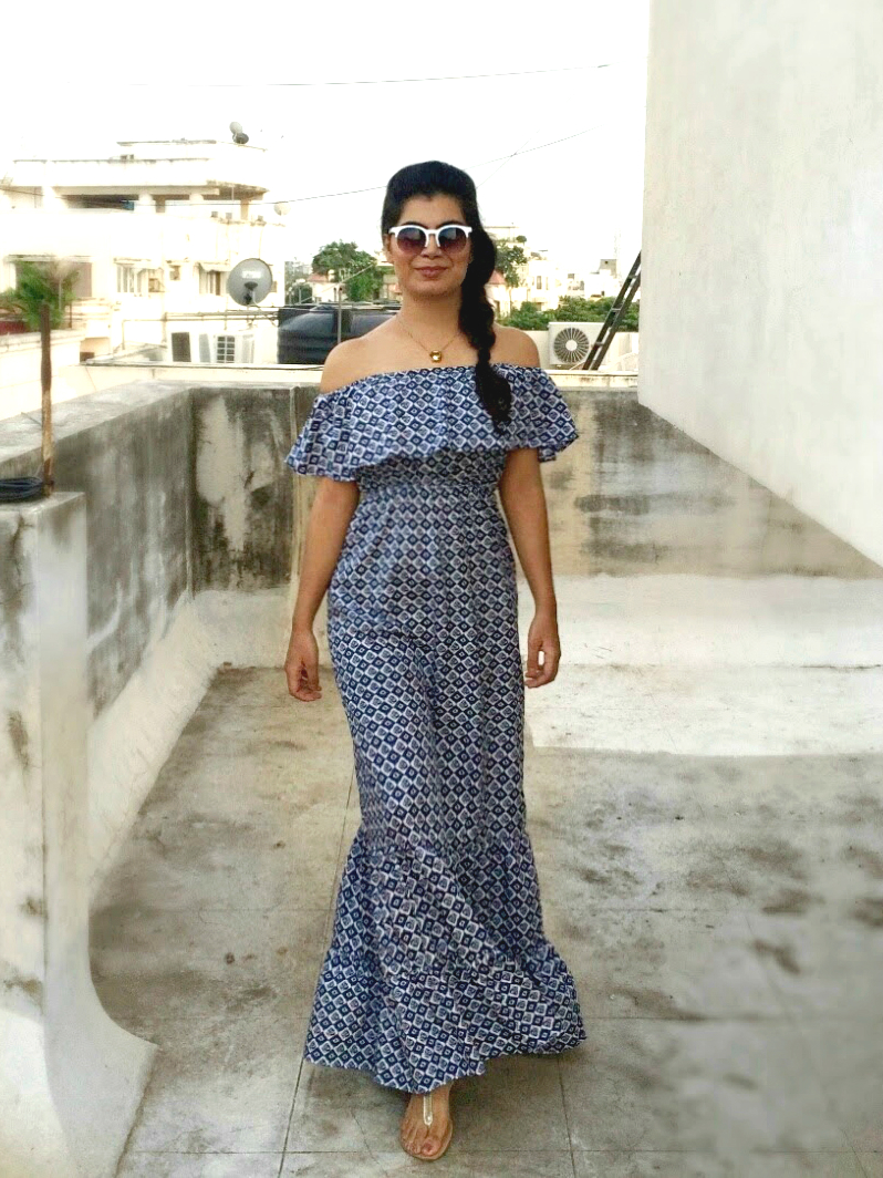 bardot off shoulder maxi dress