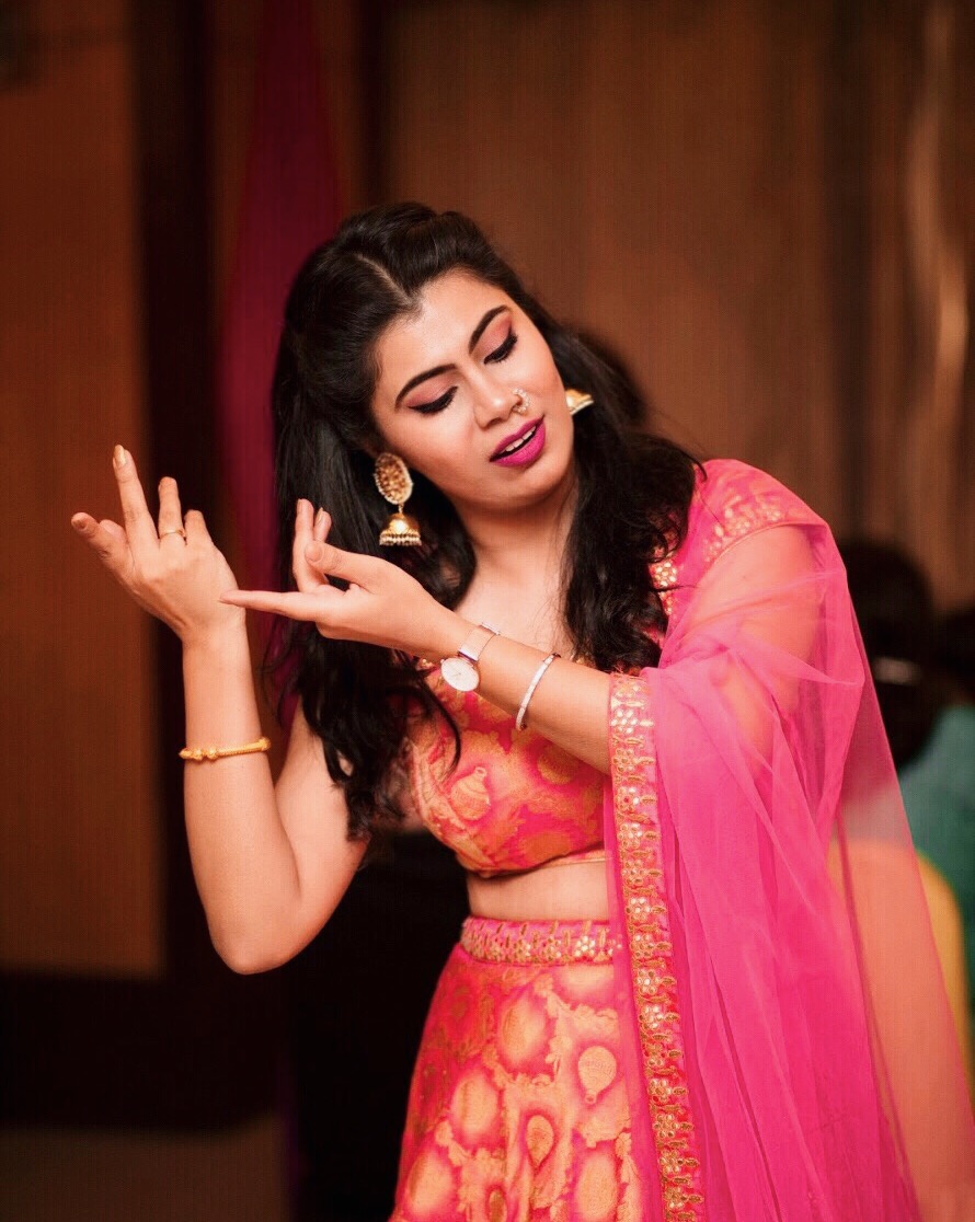 pink brocade lehenga