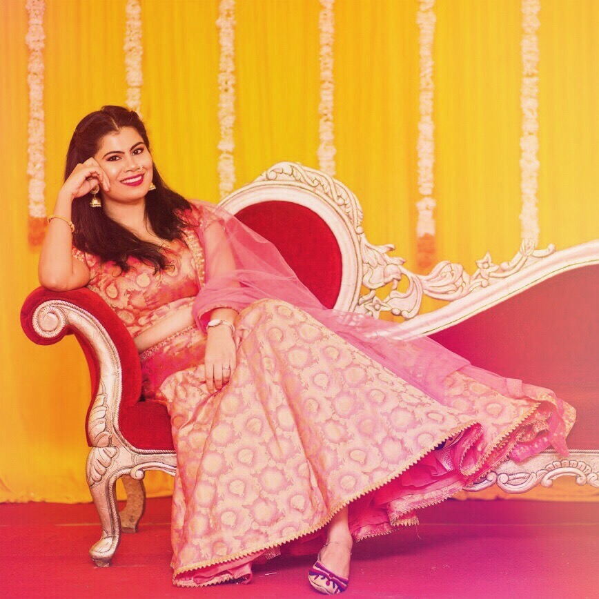 pink brocade lehenga