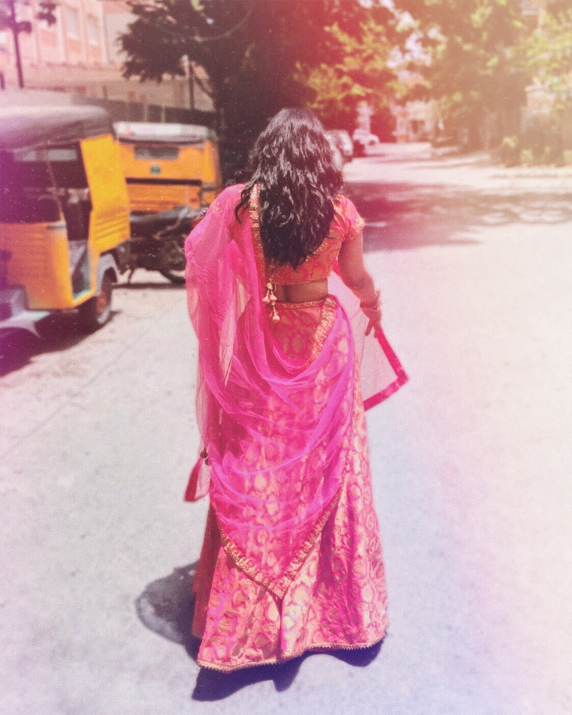 pink brocade lehenga