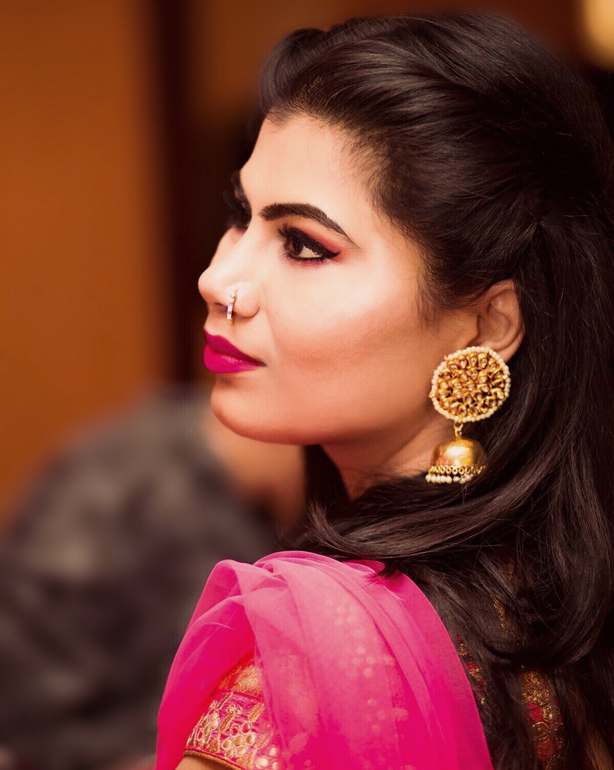 pink brocade lehenga